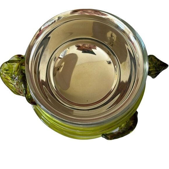Hand Blown Caged Glass Silver Chalice Bowl Candy Treats Nuts Fancy 2 Piece Set - Picture 6 of 9